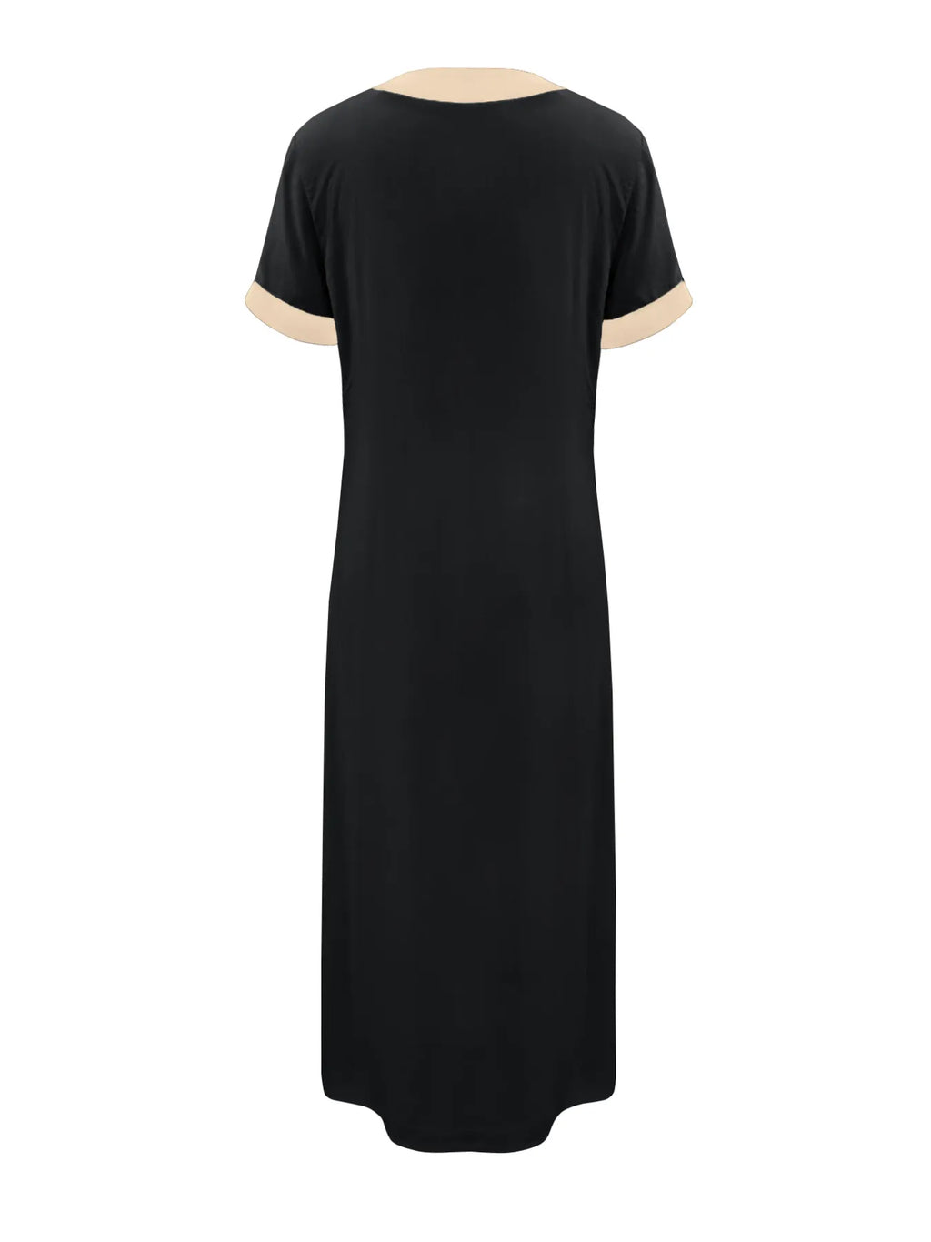 Button-Front Contrast Trim Midi Dress.