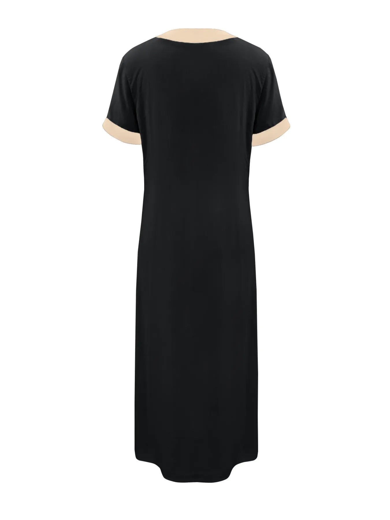 Button-Front Contrast Trim Midi Dress.