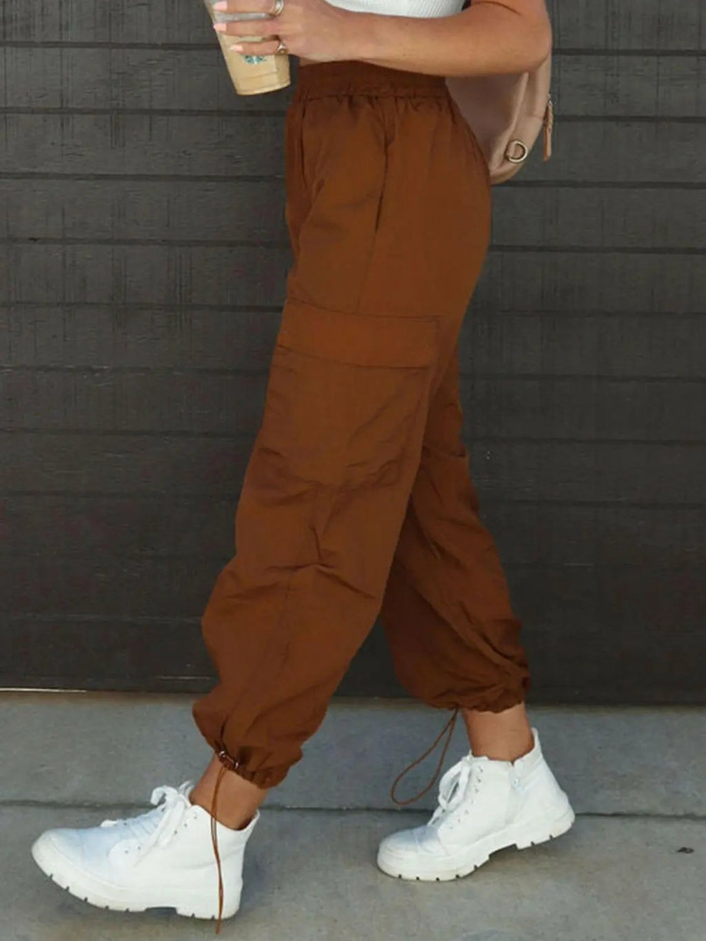 High Waist Drawstring Pants with Pockets.