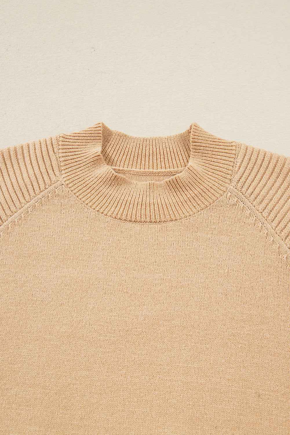 Smoke Gray High Neck Puff Sleeve Sweater Pleated Mini Skirt 2pcs Knitted Outfit