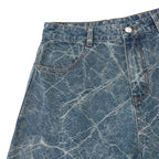 Lightning turtle crack tie dye made old denim wide leg pants eprolo