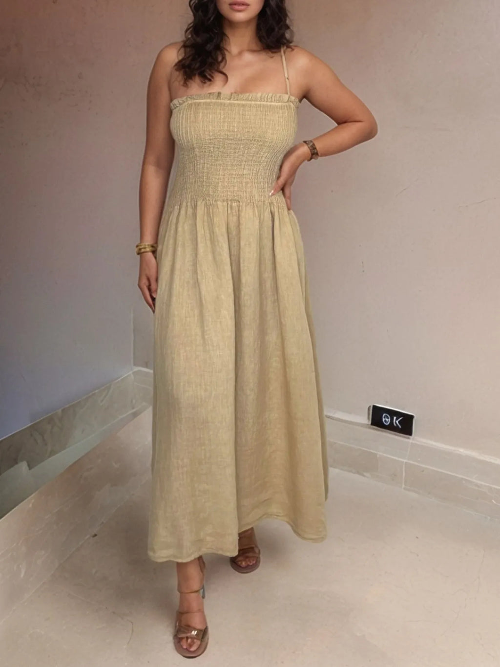 Full Size Smocked Cami Dress and Jacket Set Plus Size.