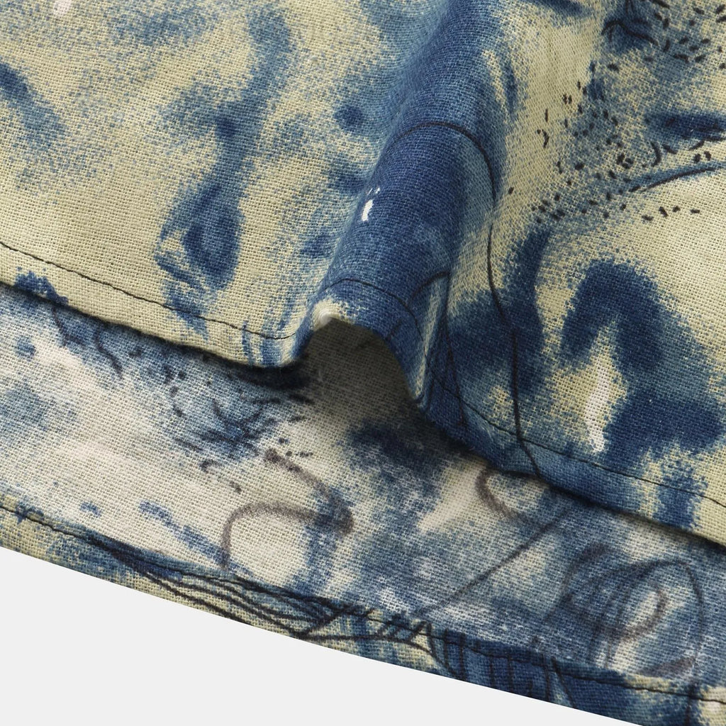 Men's Vintage Print Short Sleeve Shirt.