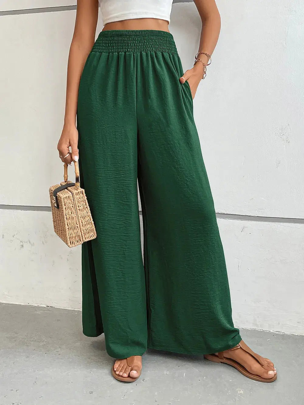 Perfee Wide Leg Pants with Pockets - CHIC TB
