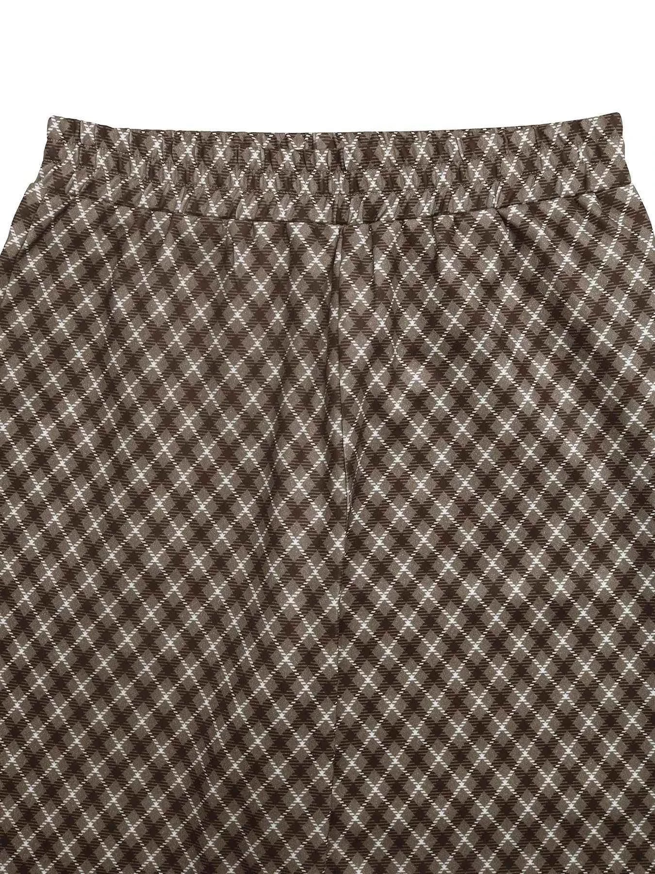 Plaid High-Waisted Wide Leg Pants.