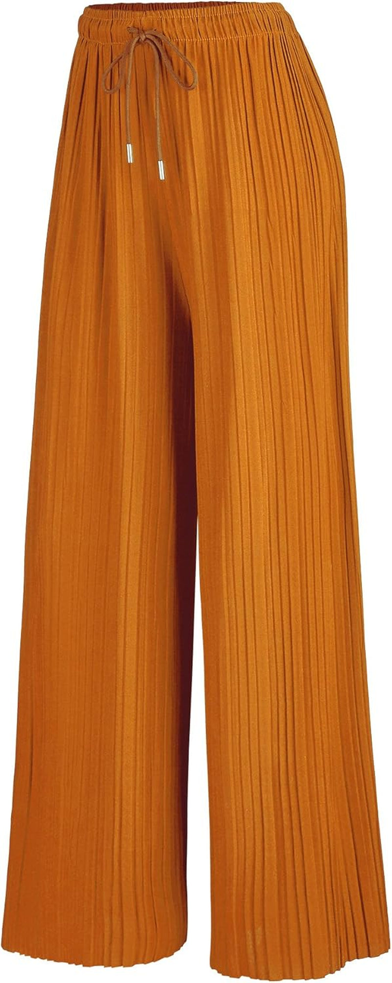Made by Johnny Women'S Pleated Wide Leg Palazzo Pants with Drawstring