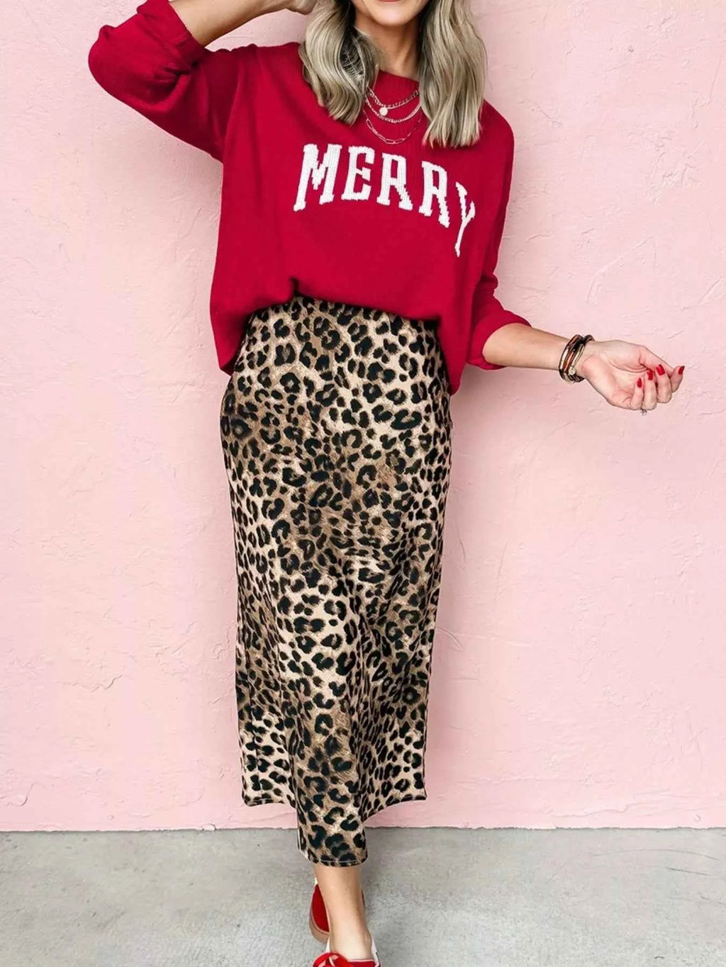 MERRY Letter Pattern Christmas Baggy Sweater