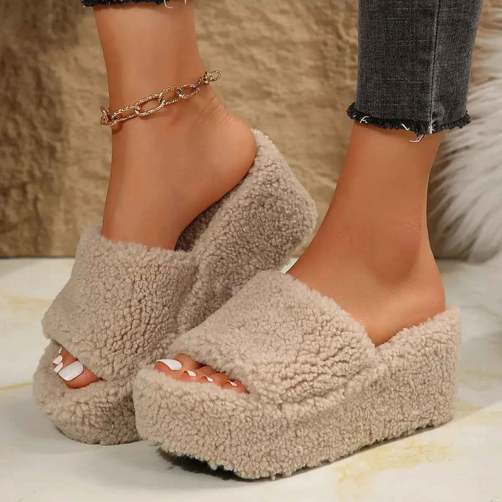 Open Toe Wedge Platform Slippers