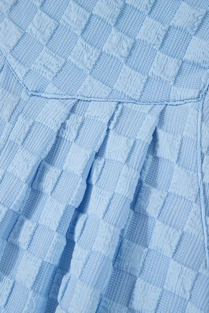 Checkered Pocketed Wide Leg Overalls.