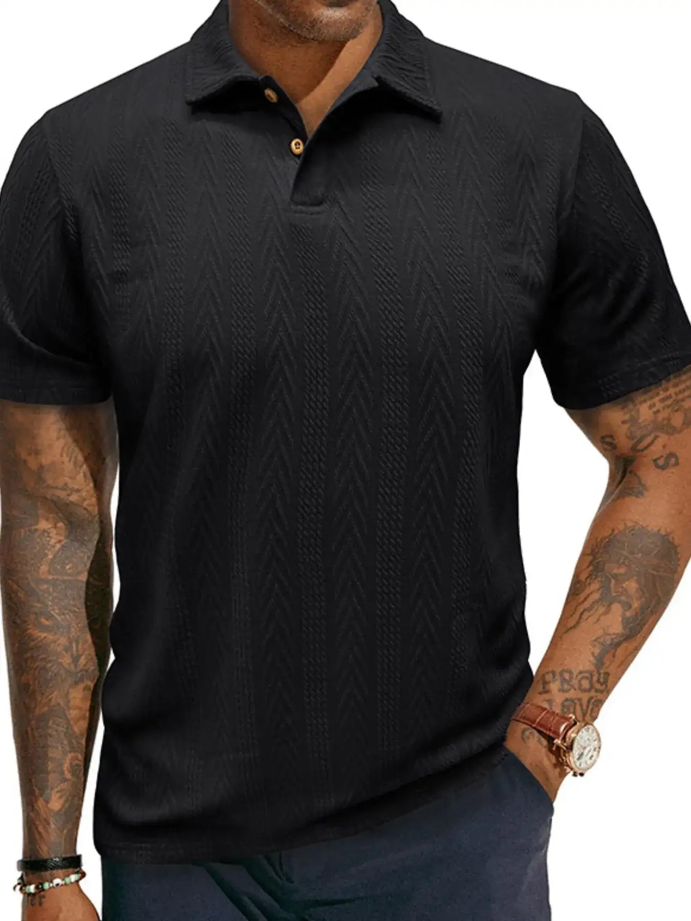 Men's Classic Chevron Textured Polo Shirt.