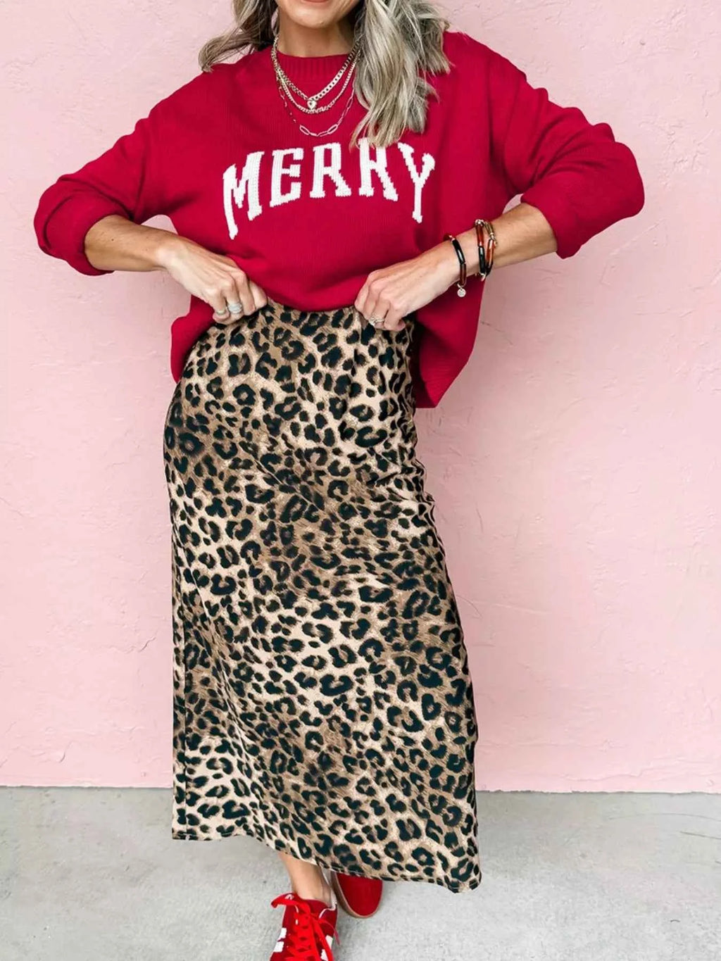 MERRY Letter Pattern Christmas Baggy Sweater