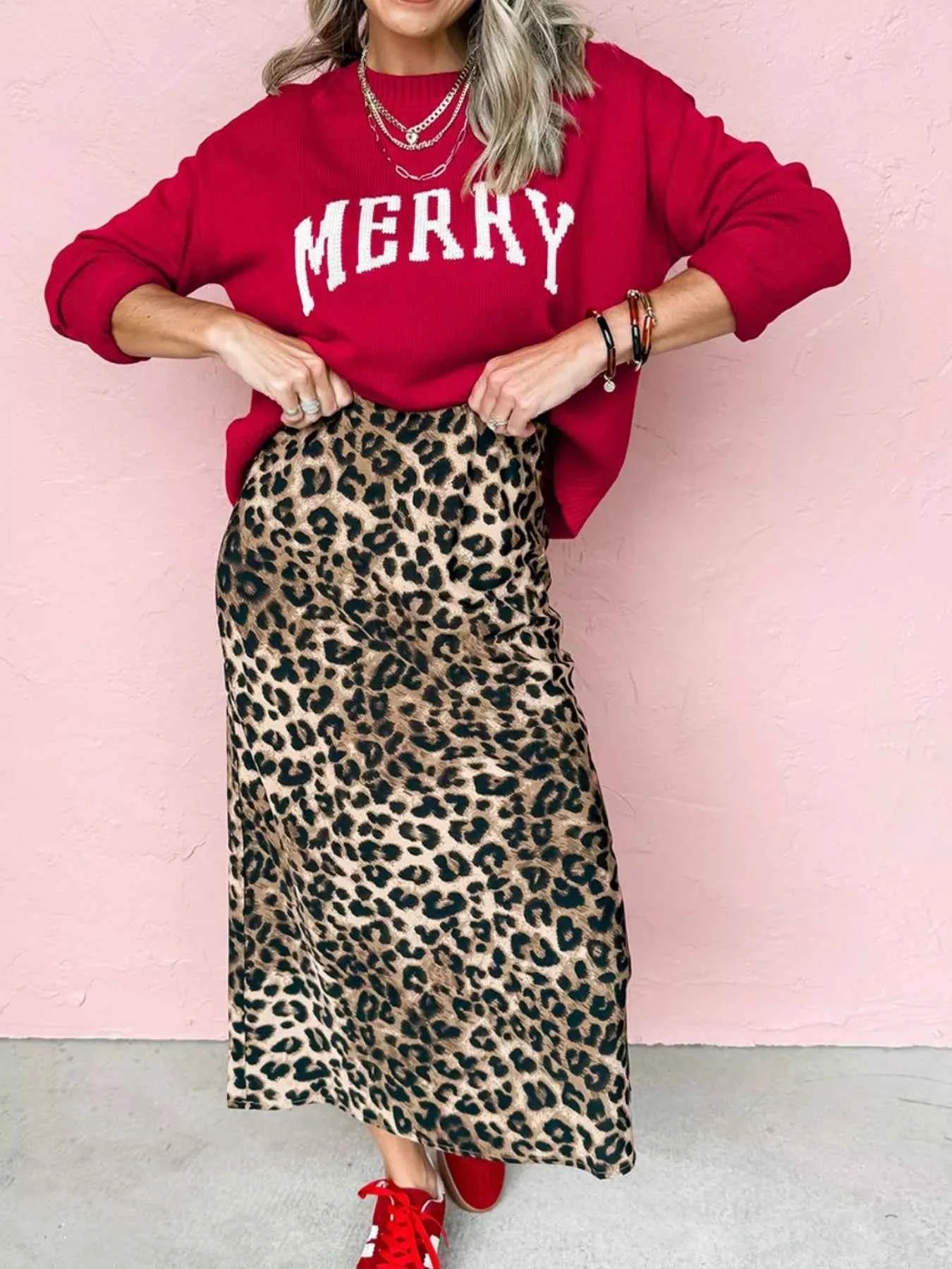 MERRY Letter Pattern Christmas Baggy Sweater