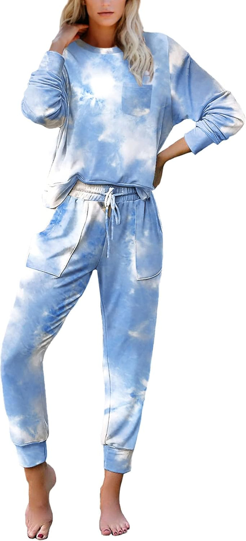 Bofell Lounge Sets for Women Two Piece Travel Outfits Sweatsuits 2 Piece Fashion 2024 Trendy Pajamas