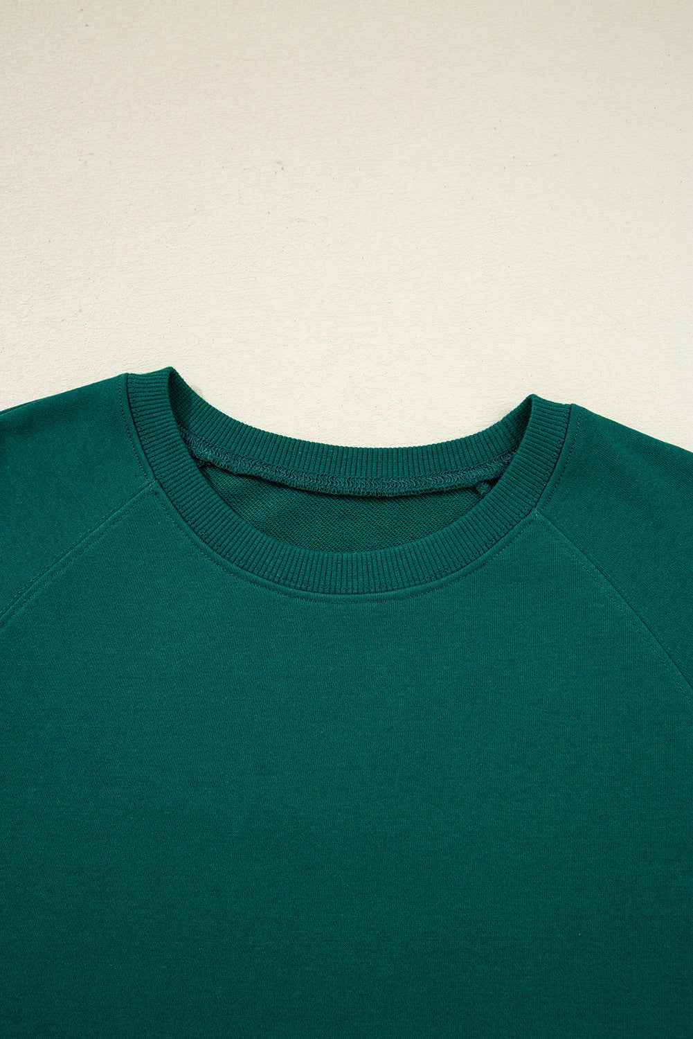 Sea Green Solid Color Pullover Top Varsity Stripe Detail Loose Drawstring Pants Set