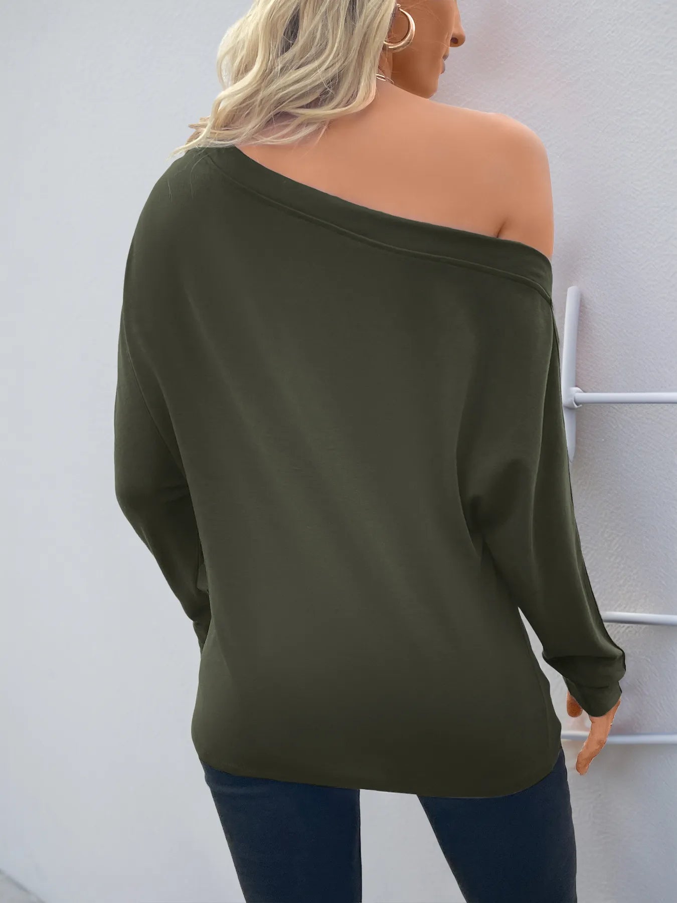Single Shoulder Long Sleeve T-Shirt.