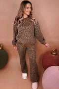 Leopard Contrast Trim Top and Pants Set