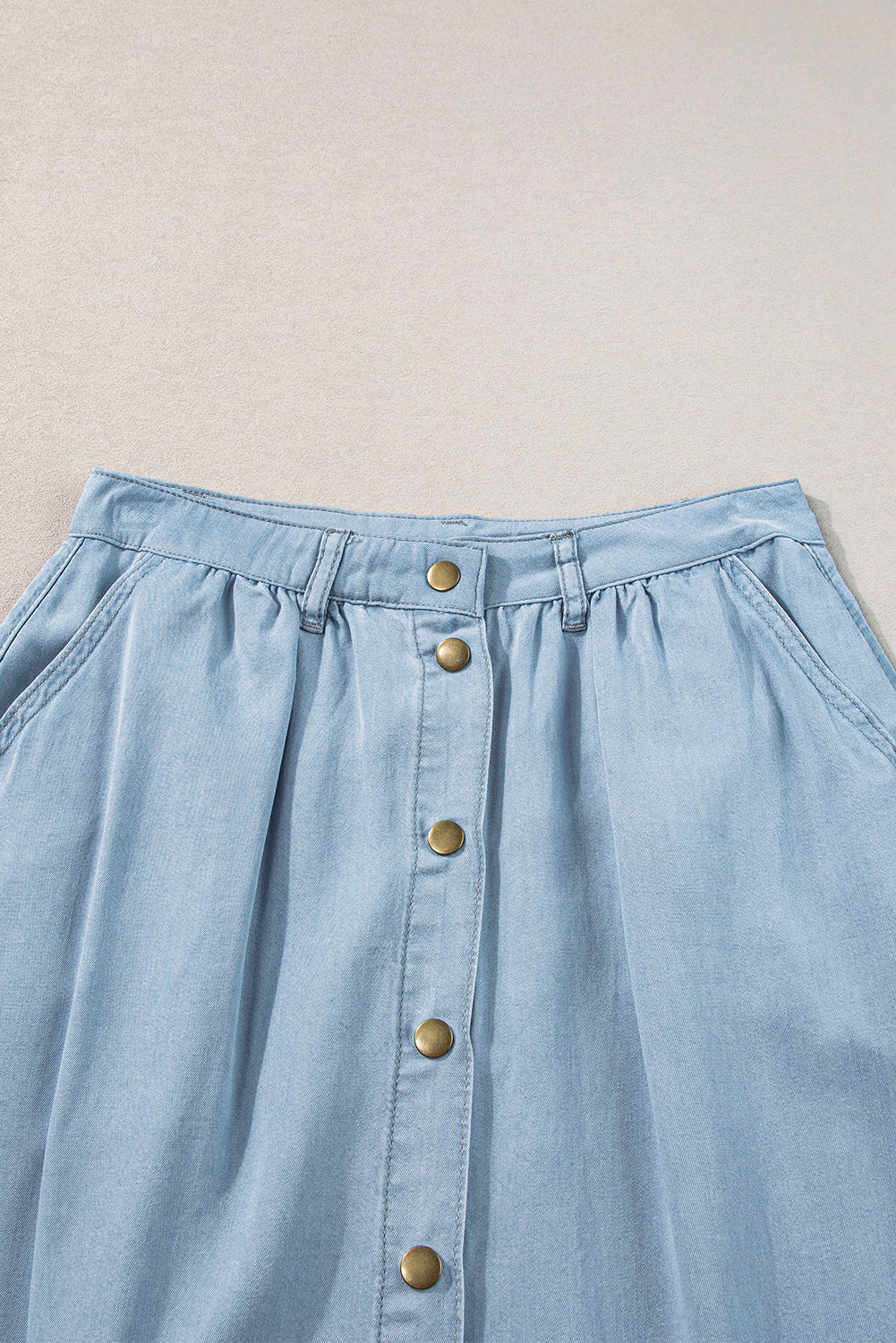 Mist Blue Fully Buttoned Long Denim Skirt Dear-Lover Dropshipping