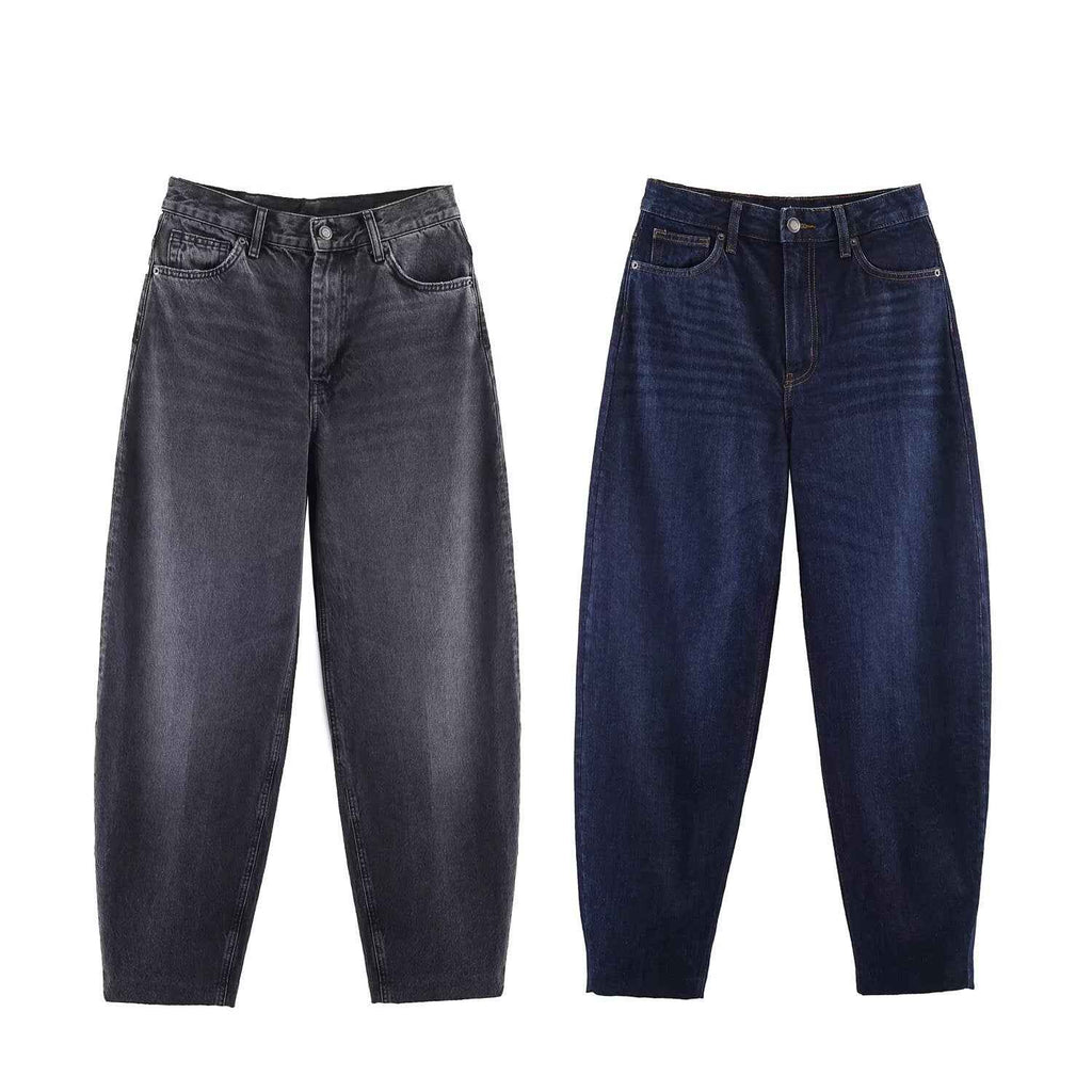 Street high waisted bucket shaped jeans