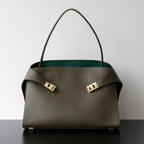 Luxury Genuine Leather Tote Bag for Women, Large Capacity, Top-Grain Cowhide, Handheld Shoulder Bag, HUG Style