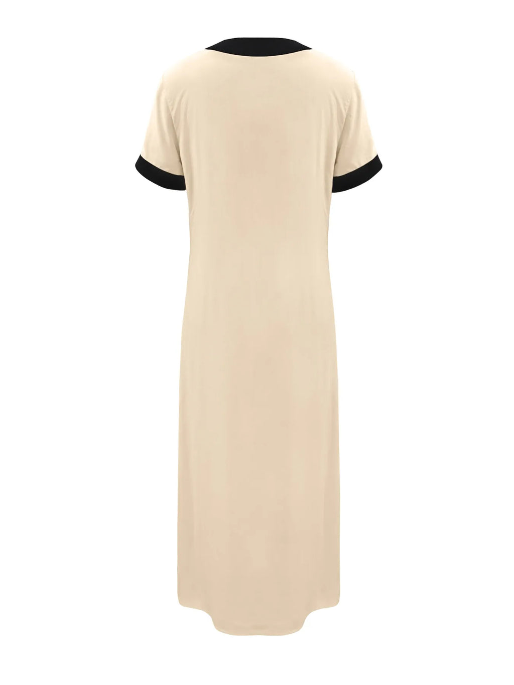 Button-Front Contrast Trim Midi Dress.