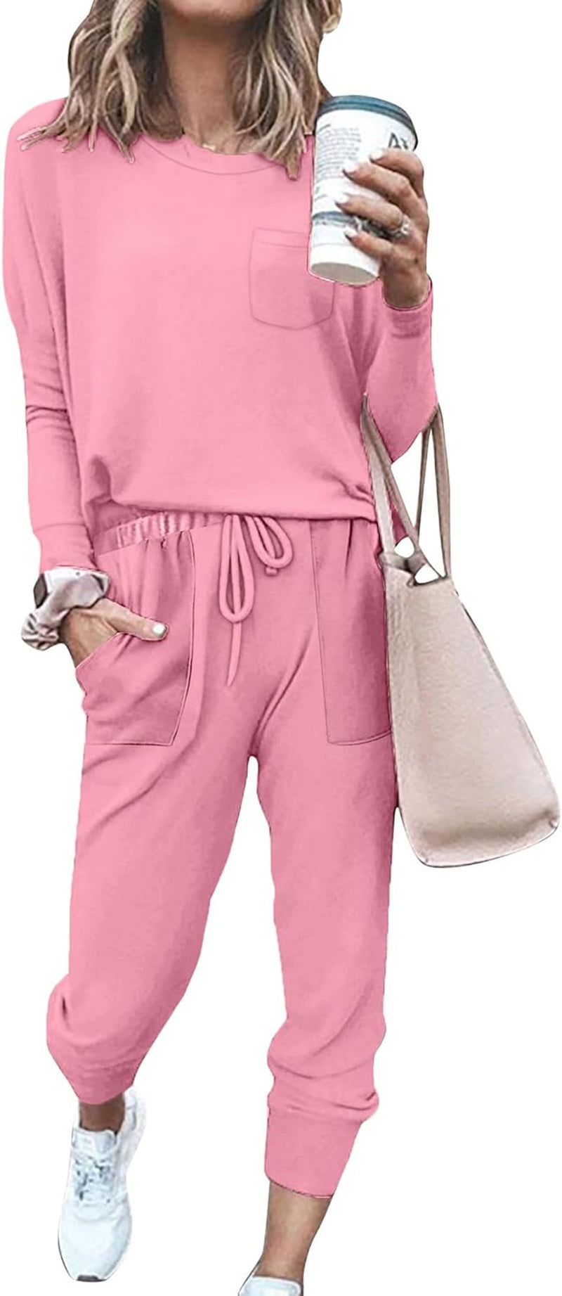 Bofell Lounge Sets for Women Two Piece Travel Outfits Sweatsuits 2 Piece Fashion 2024 Trendy Pajamas