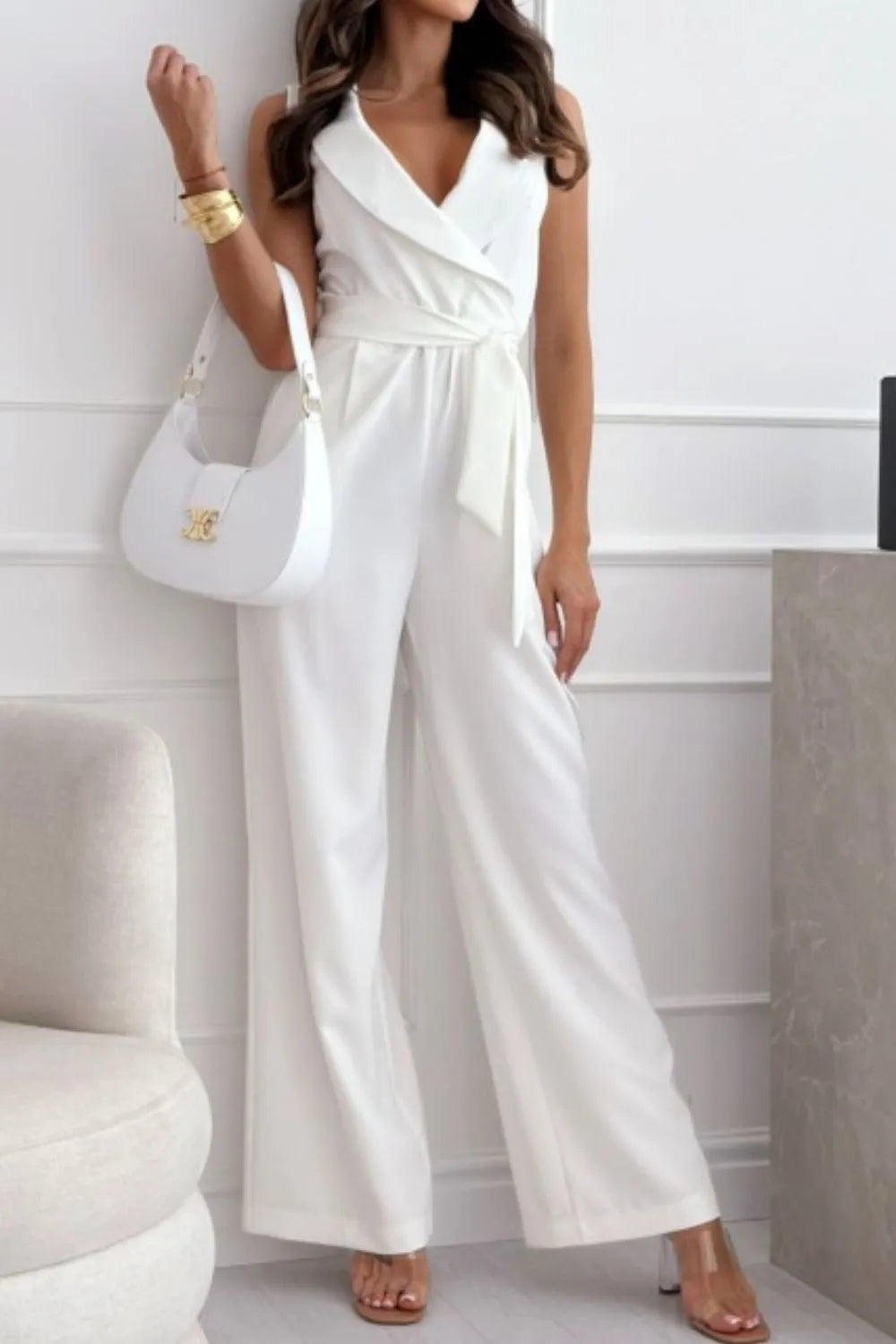 Sleeveless Wide Leg Jumpsuit.