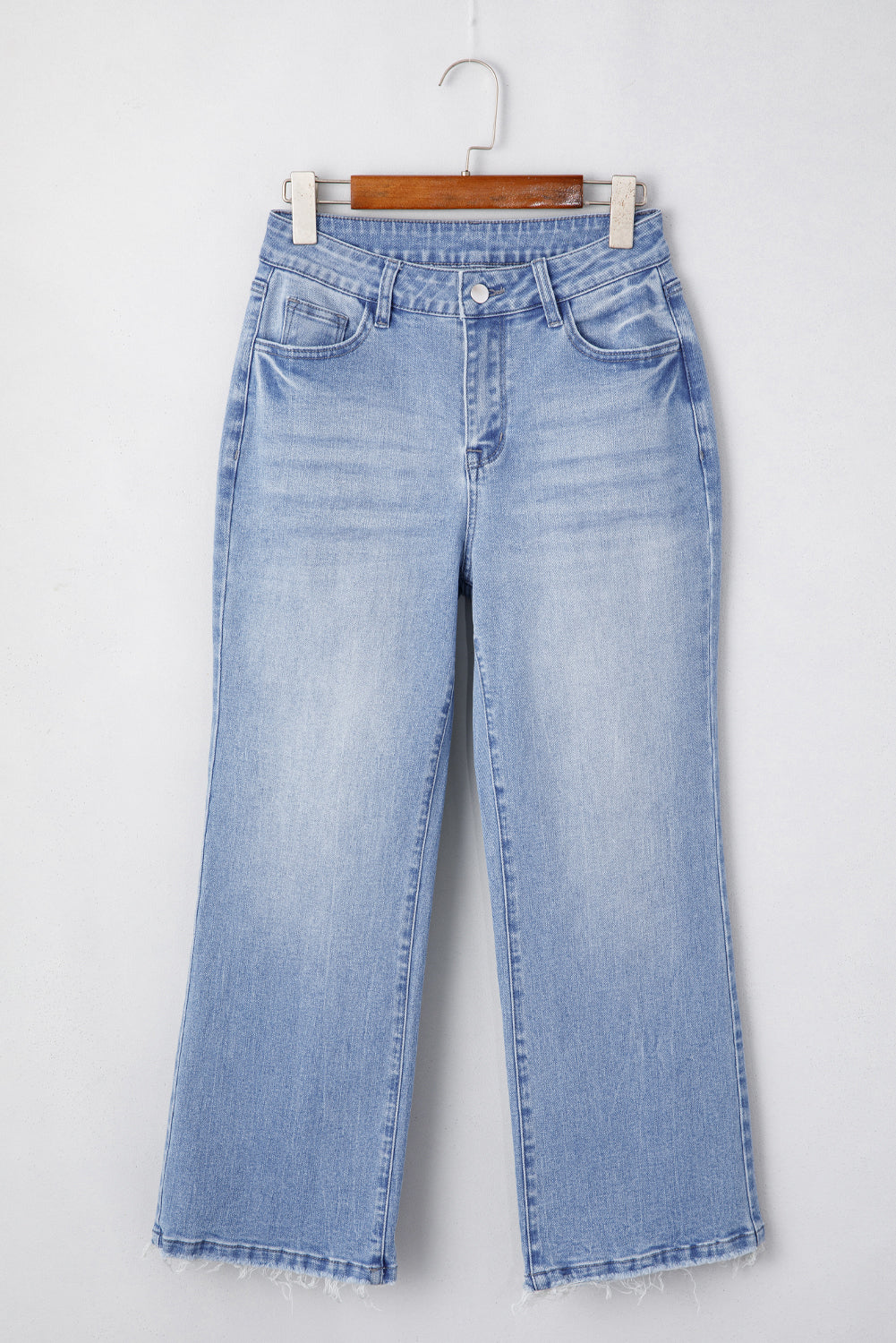Beau Blue Mineral Wash Raw Hem High Waist Flared Jeans Dear-Lover Dropshipping