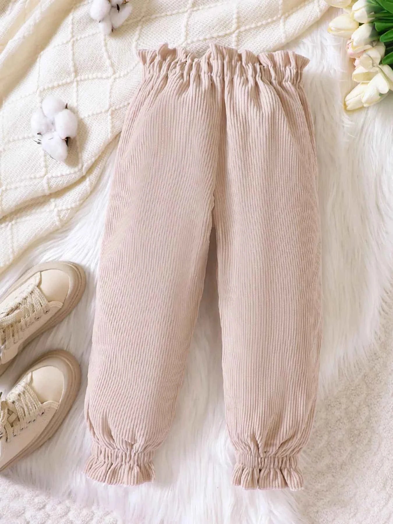 Children's Ruffled Hem Corduroy Pants