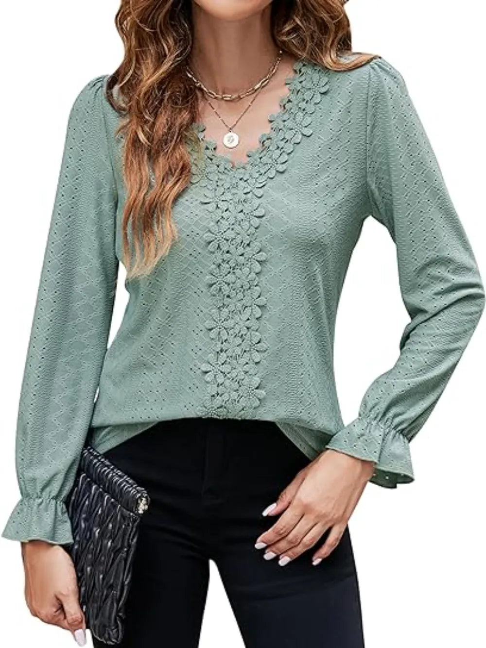V-Neck Sleeve Blouse.