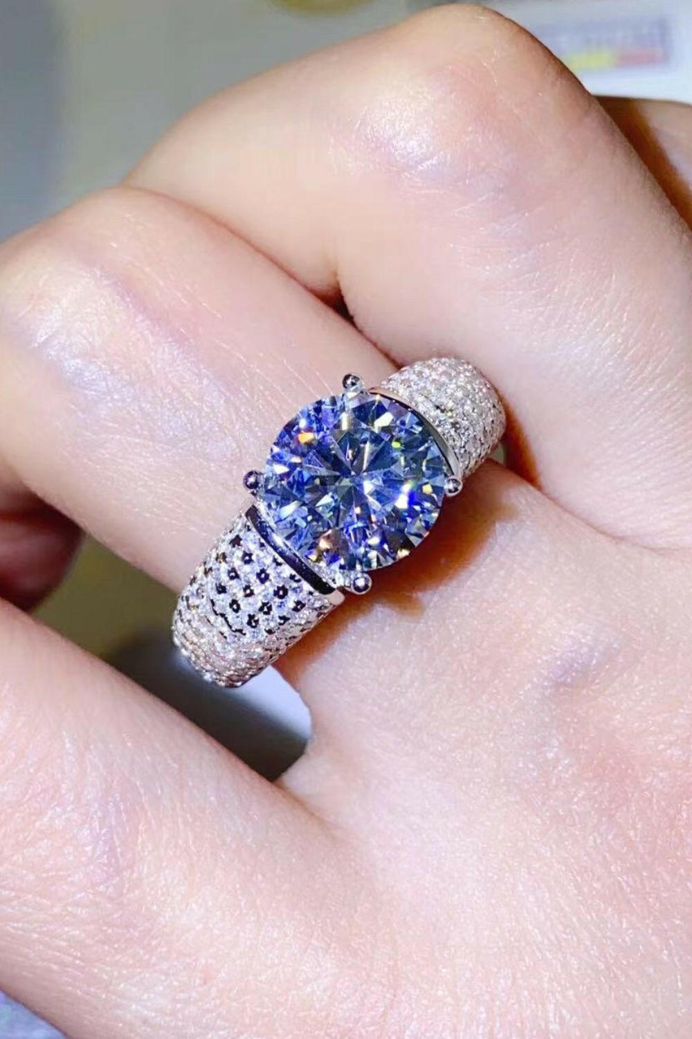 3 Carat Moissanite Side Stone Ring.