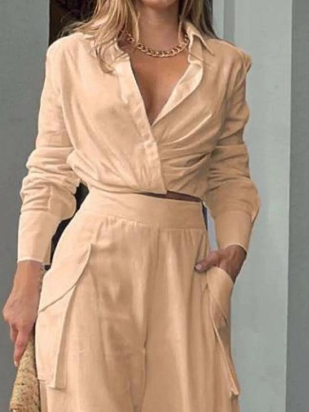 Long Sleeve Top and Pants Set Plus Size.