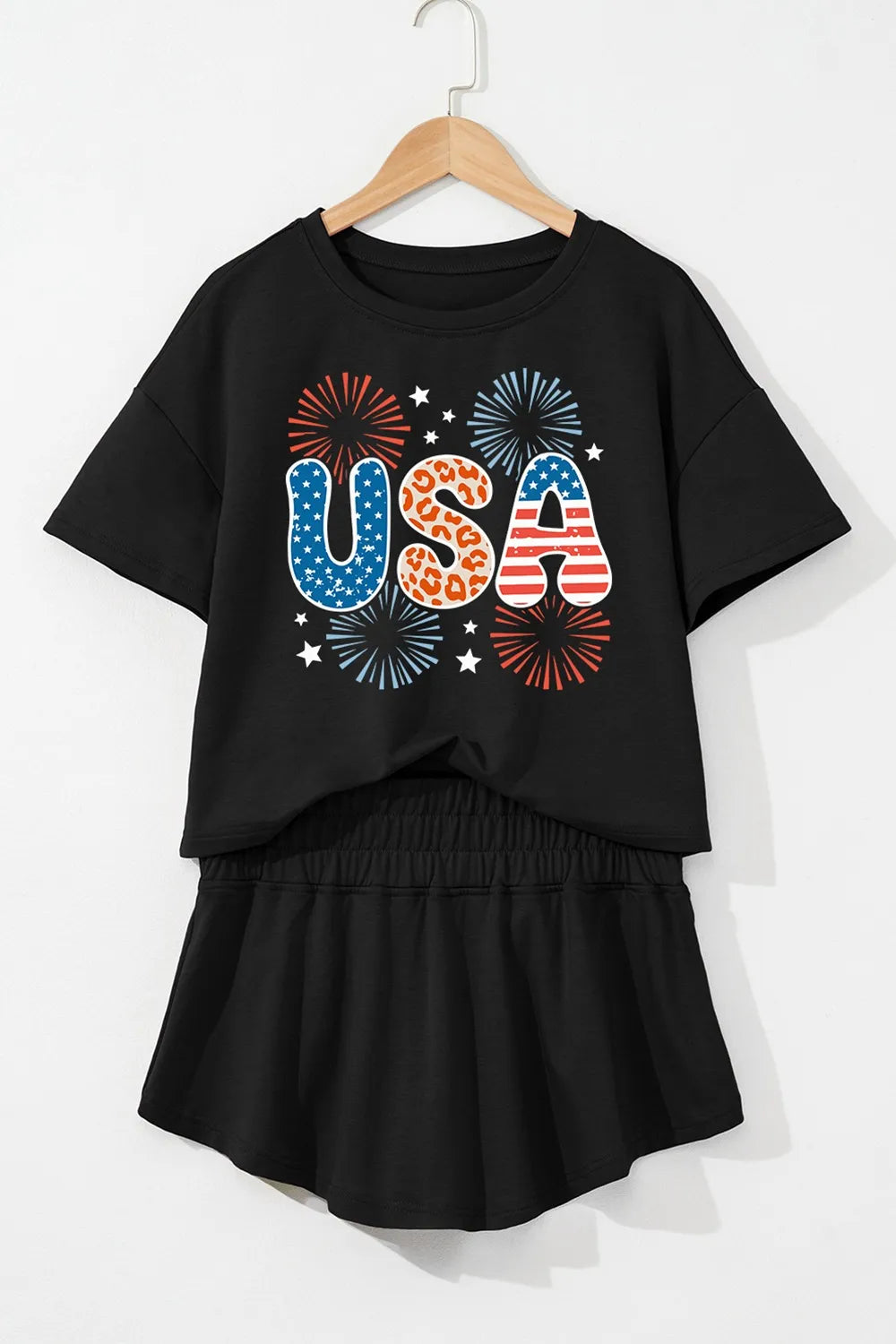 USA Graphic T-Shirt and Shorts Set.