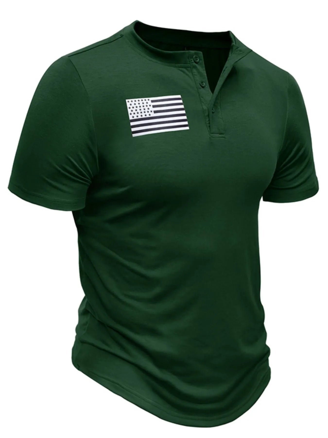 American Flag Short Sleeve Henley Top for men.