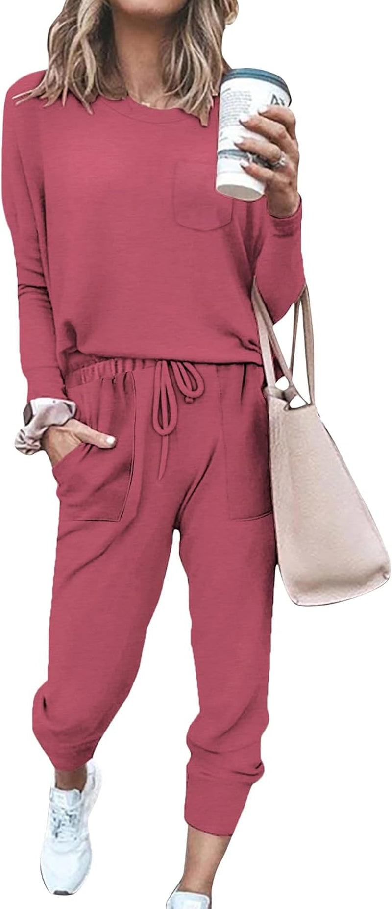 Bofell Lounge Sets for Women Two Piece Travel Outfits Sweatsuits 2 Piece Fashion 2024 Trendy Pajamas