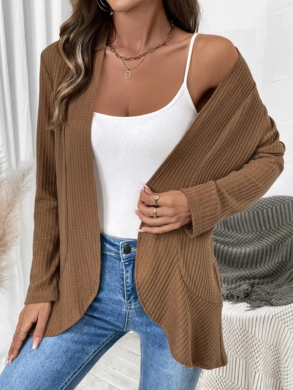 Open Front Long Sleeve Cardigan.