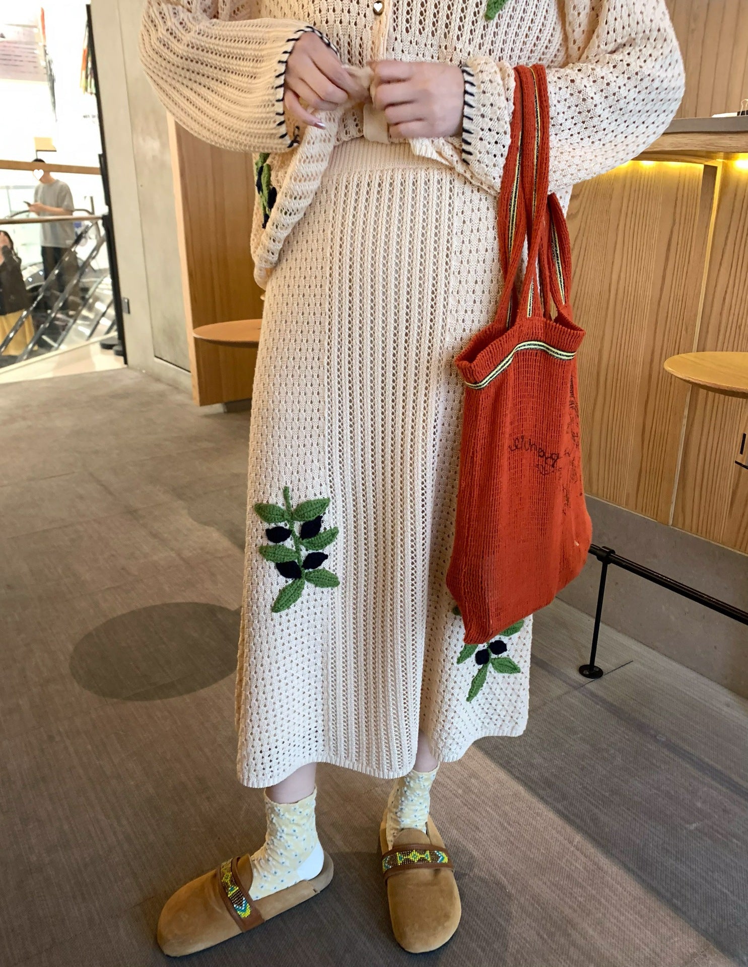 Chic Vacation Style Embroidered Crochet Cardigan + Fine Cotton Skirt
