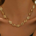 18K Gold-Plated Spiral Neclace and Bracelet Jewelry Set