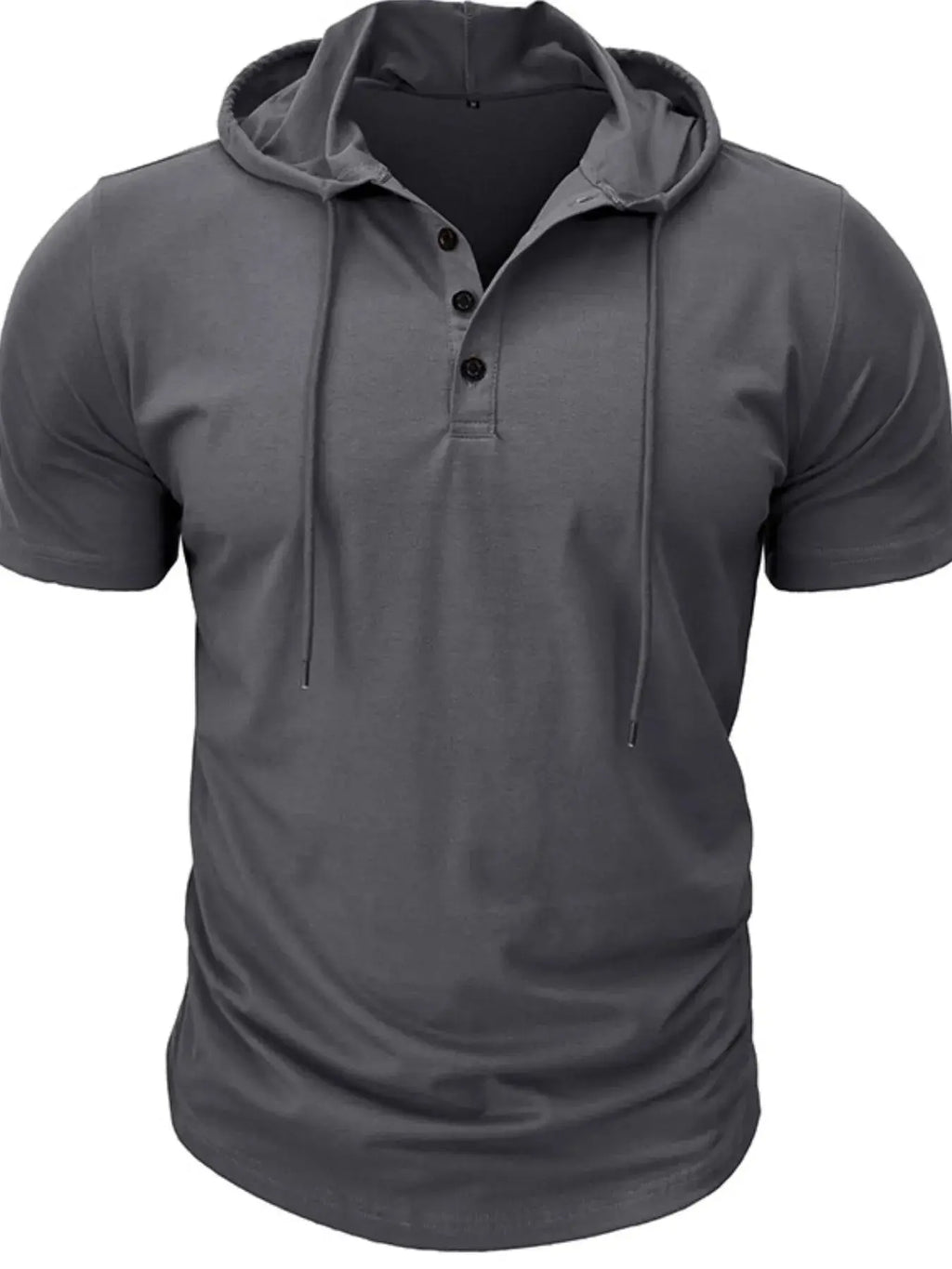 Men's Full Size Casual Hooded Henley T-Shirt Plus Size.