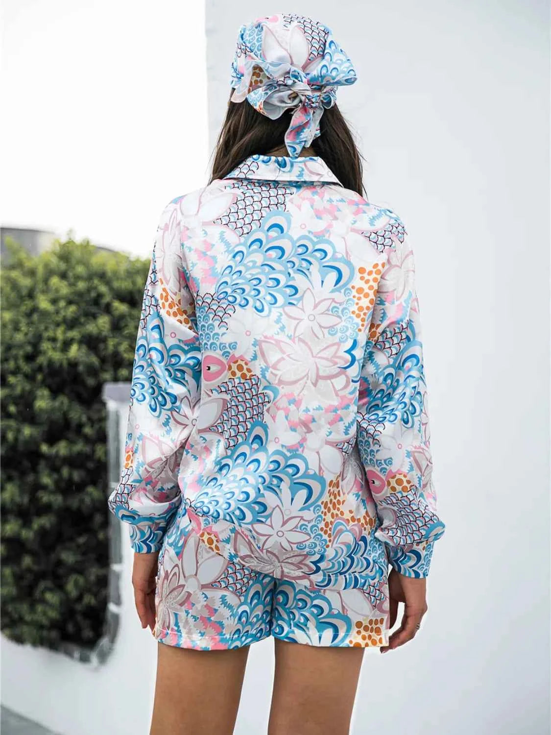 Long Sleeve Shirt and Shorts Set womem