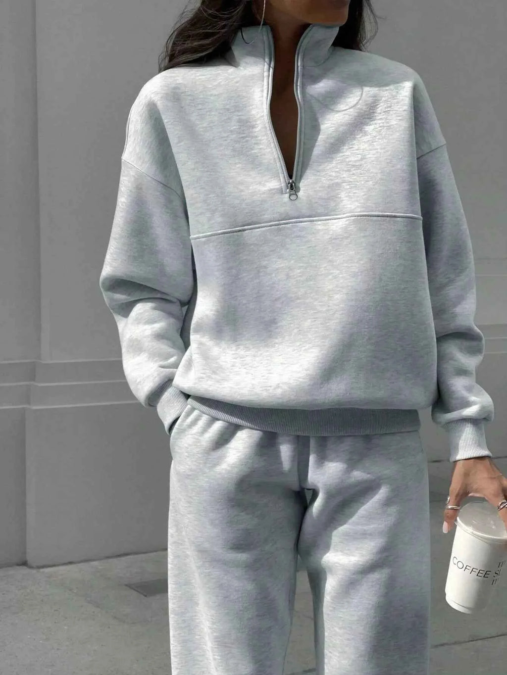Half Zip Sweatshirt and Pants Set