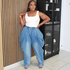 Style High-Waist Jeans Women Street Casual Loose Harem Wide-Leg Lantern Pants eprolo