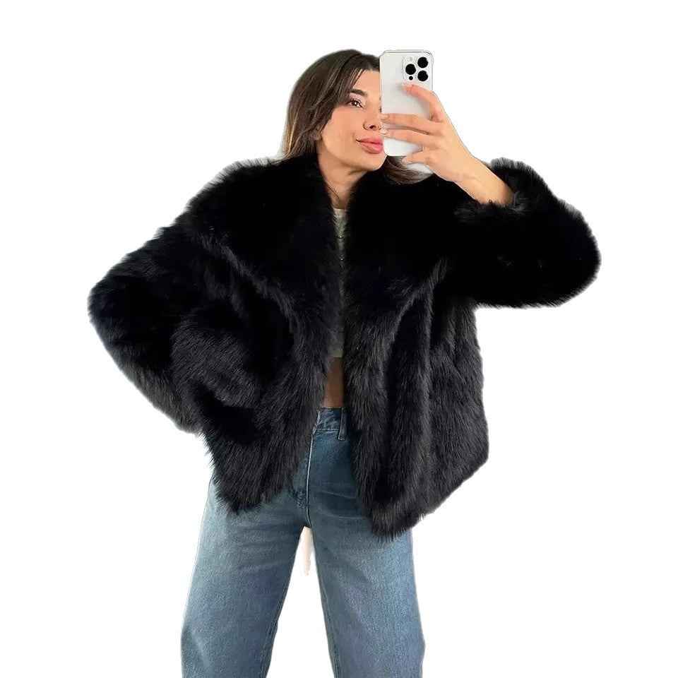 Imitation fur coat top women's short woolen coat made of synthetic fur
