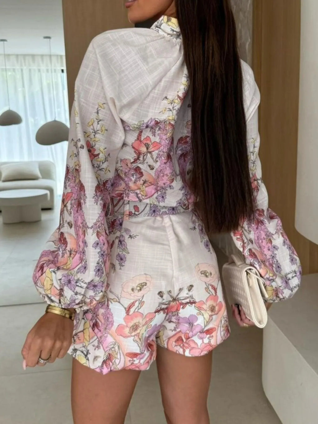 Long Sleeve Shirt and Shorts Set for women.