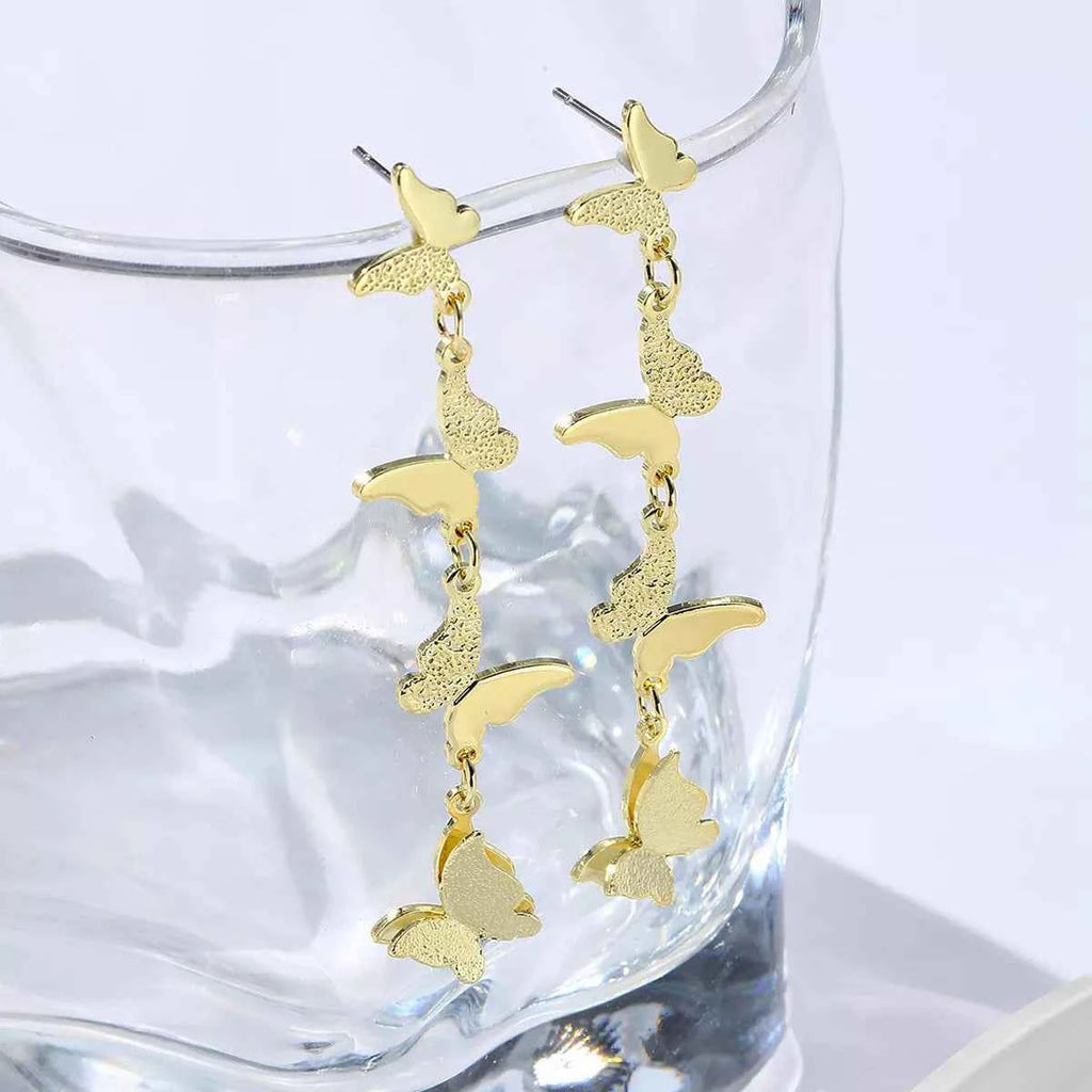 18K Gold-Plated Alloy Butterfly Earrings