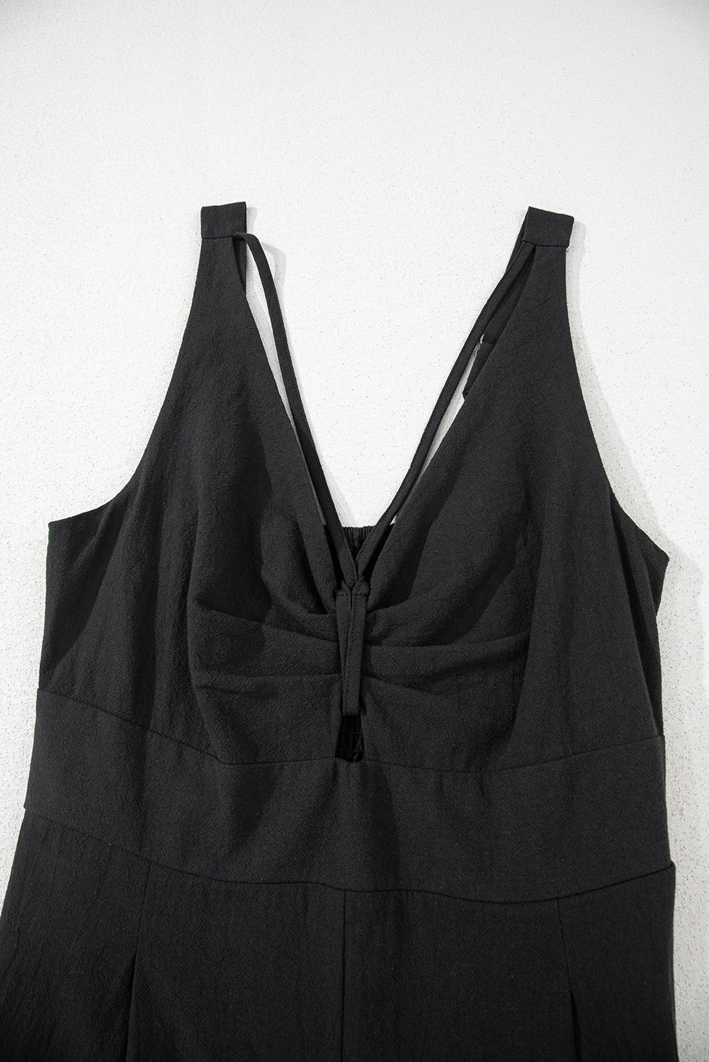 Black Front Cut Out Smocked Back Sleeveless Wide Leg Jumpsuit Dear-Lover Dropshipping