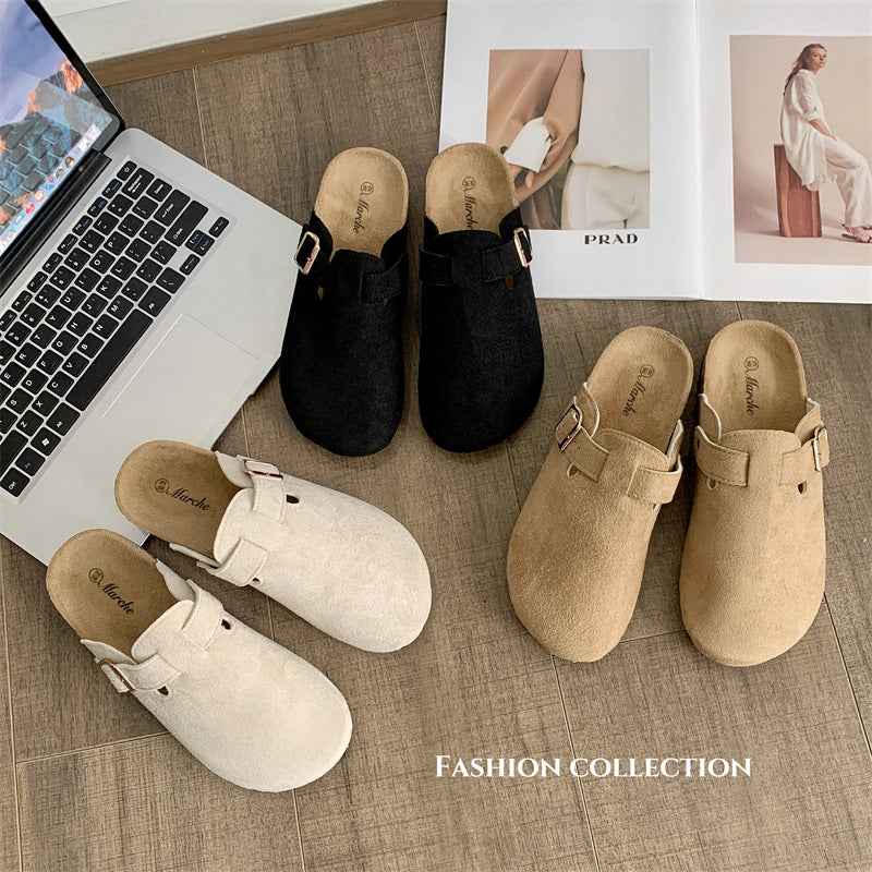 Thick-soled Half-drag Retro Unique Lazy Outdoor Unisex Slip-on Closed-toe Sandals