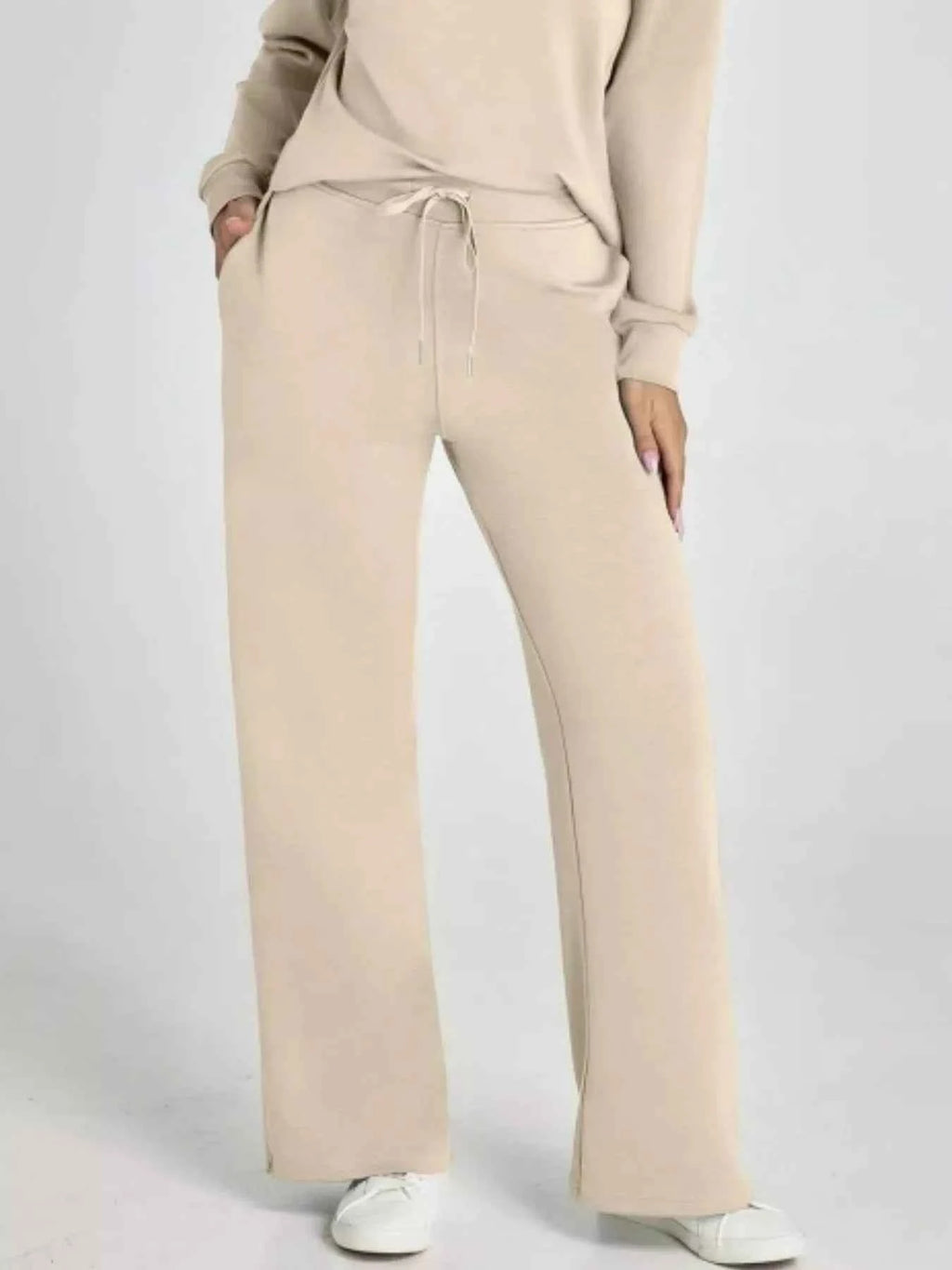 Full Size Johnny Collar Long Sleeve Top and Pants Plus Size