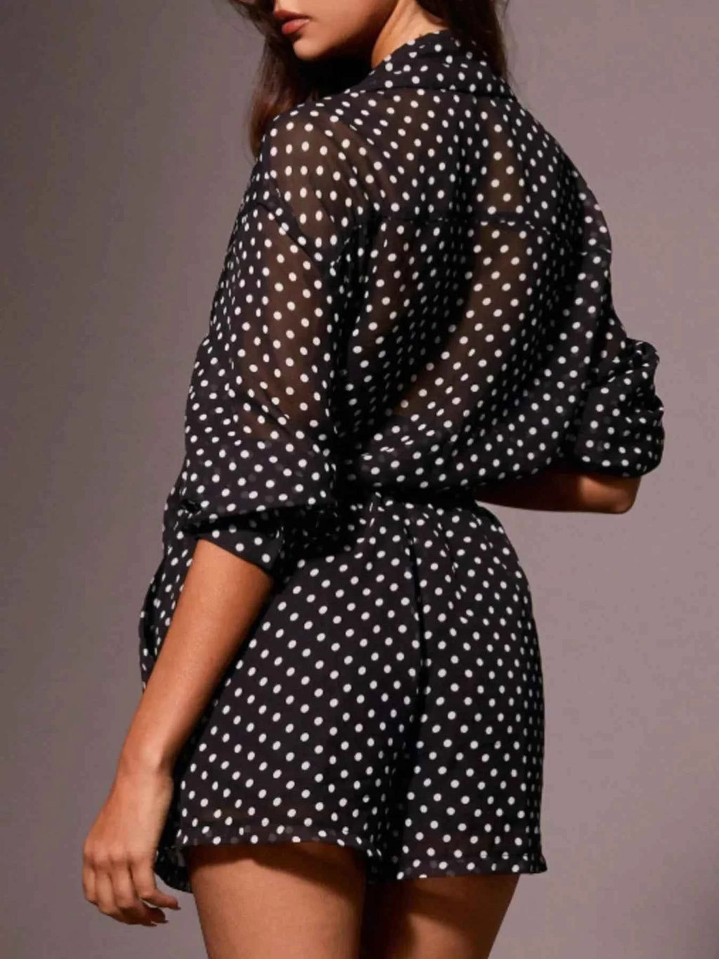 Polka Dot Button Up Shirt and Shorts Set