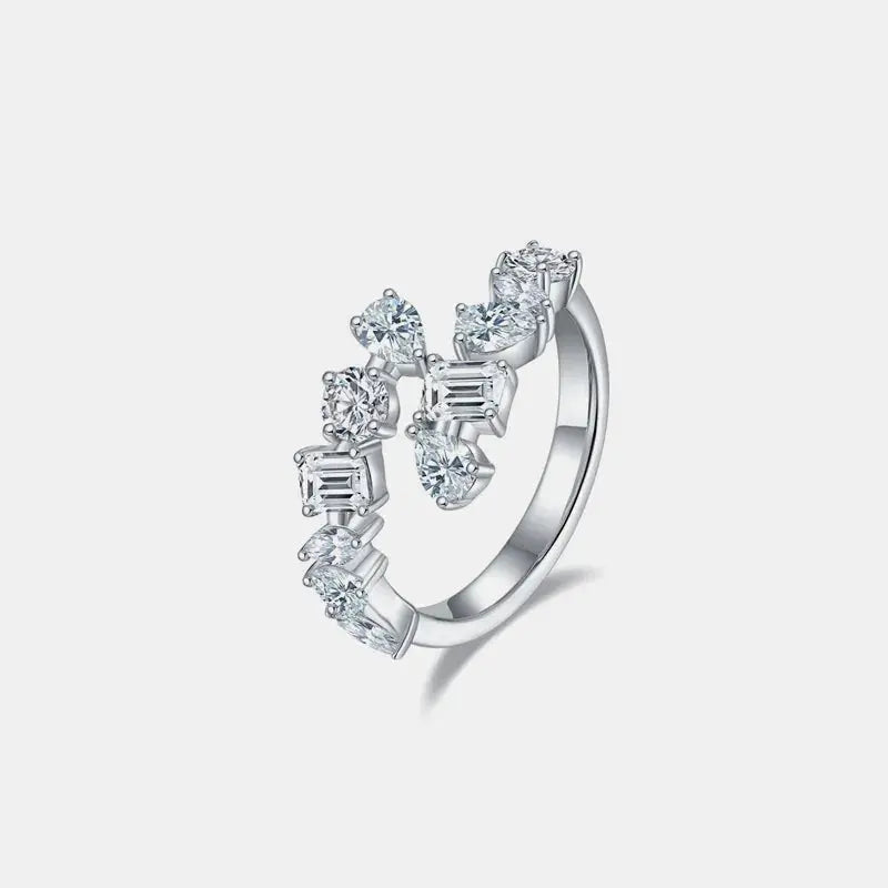 2.6 Carat Moissanite 925 Sterling Silver Bypass Ring.