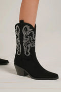 Rhinestone Detail Point Toe Boots.